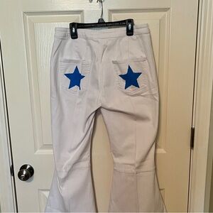 White extra wide flare bell bottoms